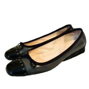 Gray with Black Patent Toe/Heel 3/4" Wedge Ballet